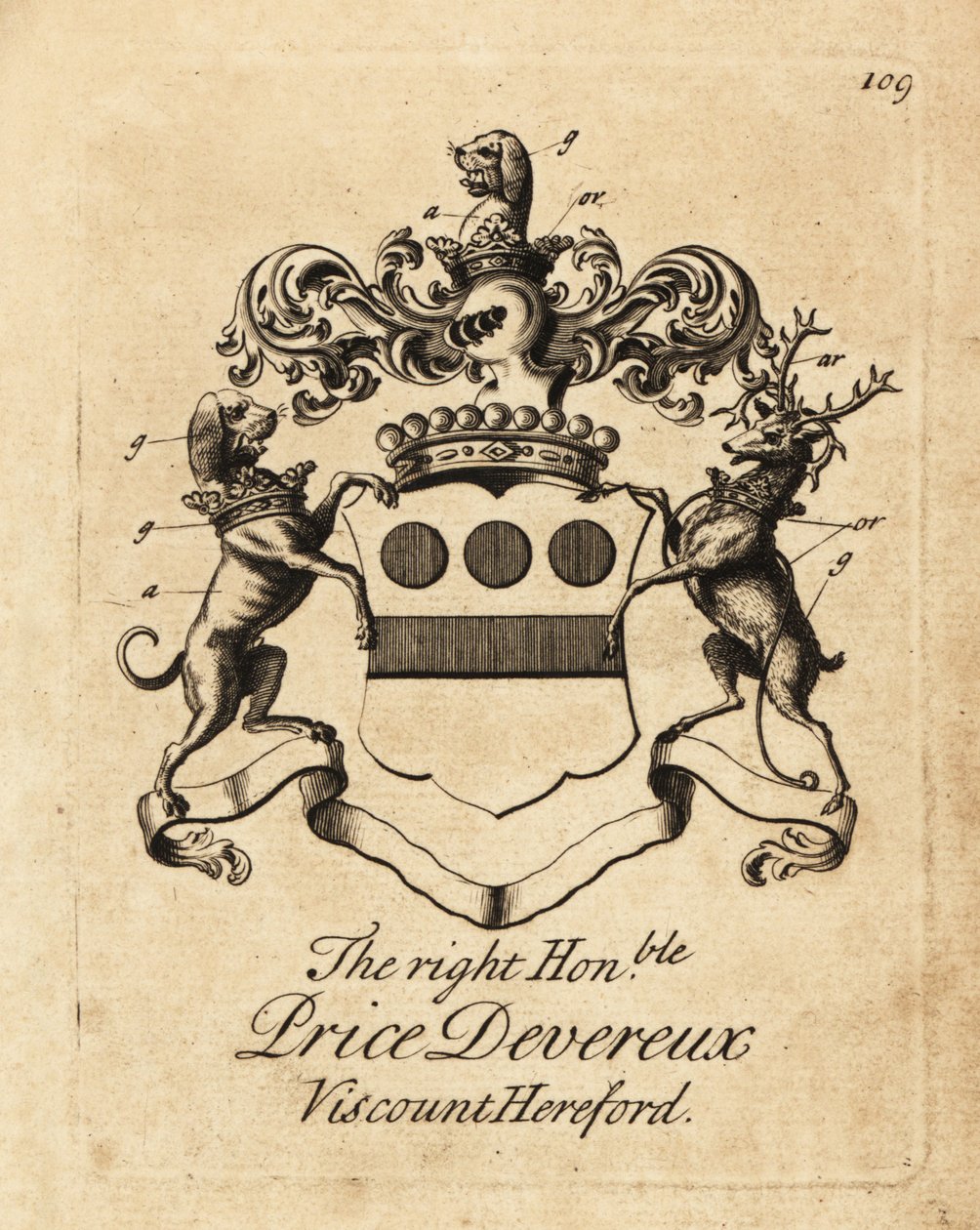 Vapensköld av rätt hederspris Devereux, 9:e Viscount Hereford (1664-1740) av Andrew Johnston