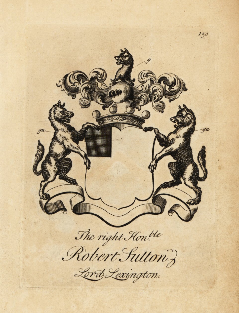 Vapensköld av högern ärade Robert Sutton, Lord Lexington, 2nd Baron Lexington (1662-1723) av Andrew Johnston