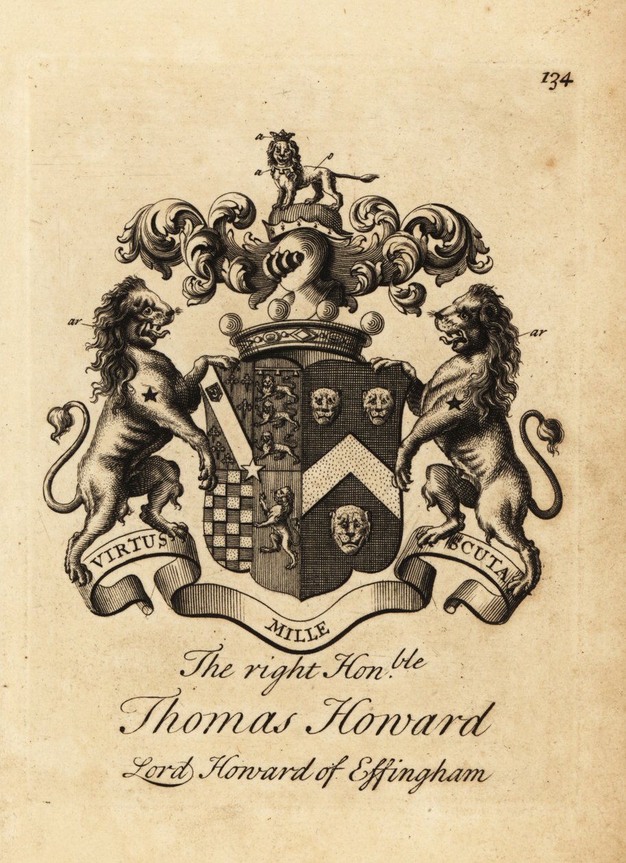 Vapensköld av högern ärade Thomas Howard, 2:e earl av Effingham, Lord Howard av Effingham av Andrew Johnston