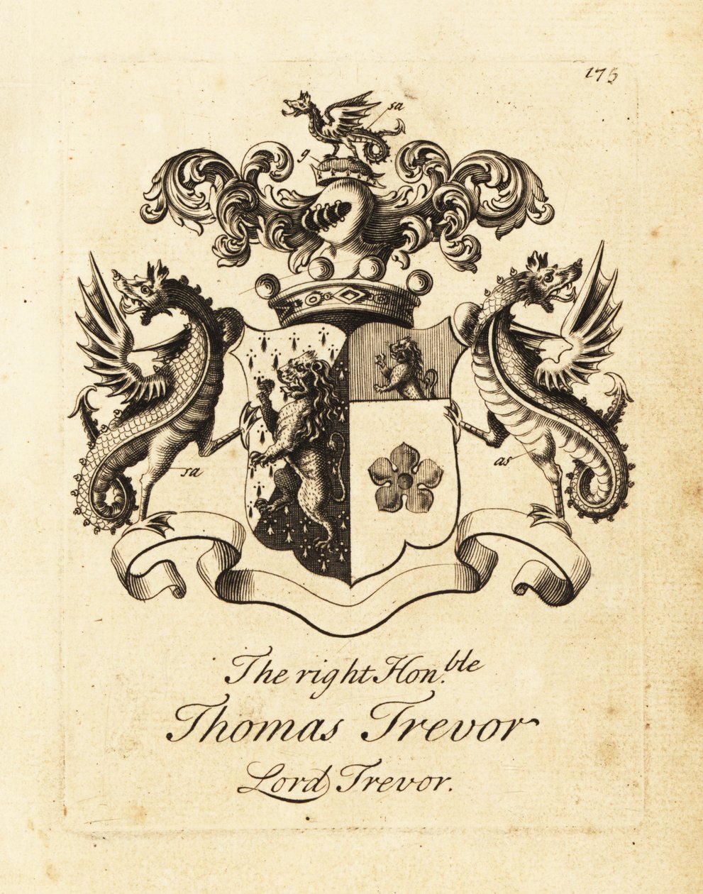 Vapensköld av högern ärade Thomas Trevor, Lord Trevor av Andrew Johnston