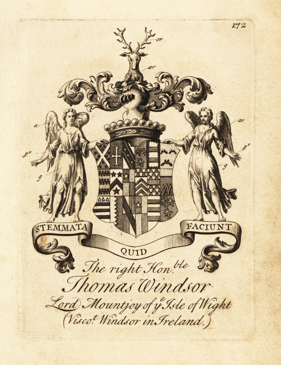 Vapensköld av högern ärade Thomas Windsor, Lord Mountjoy från Isle of Wight av Andrew Johnston