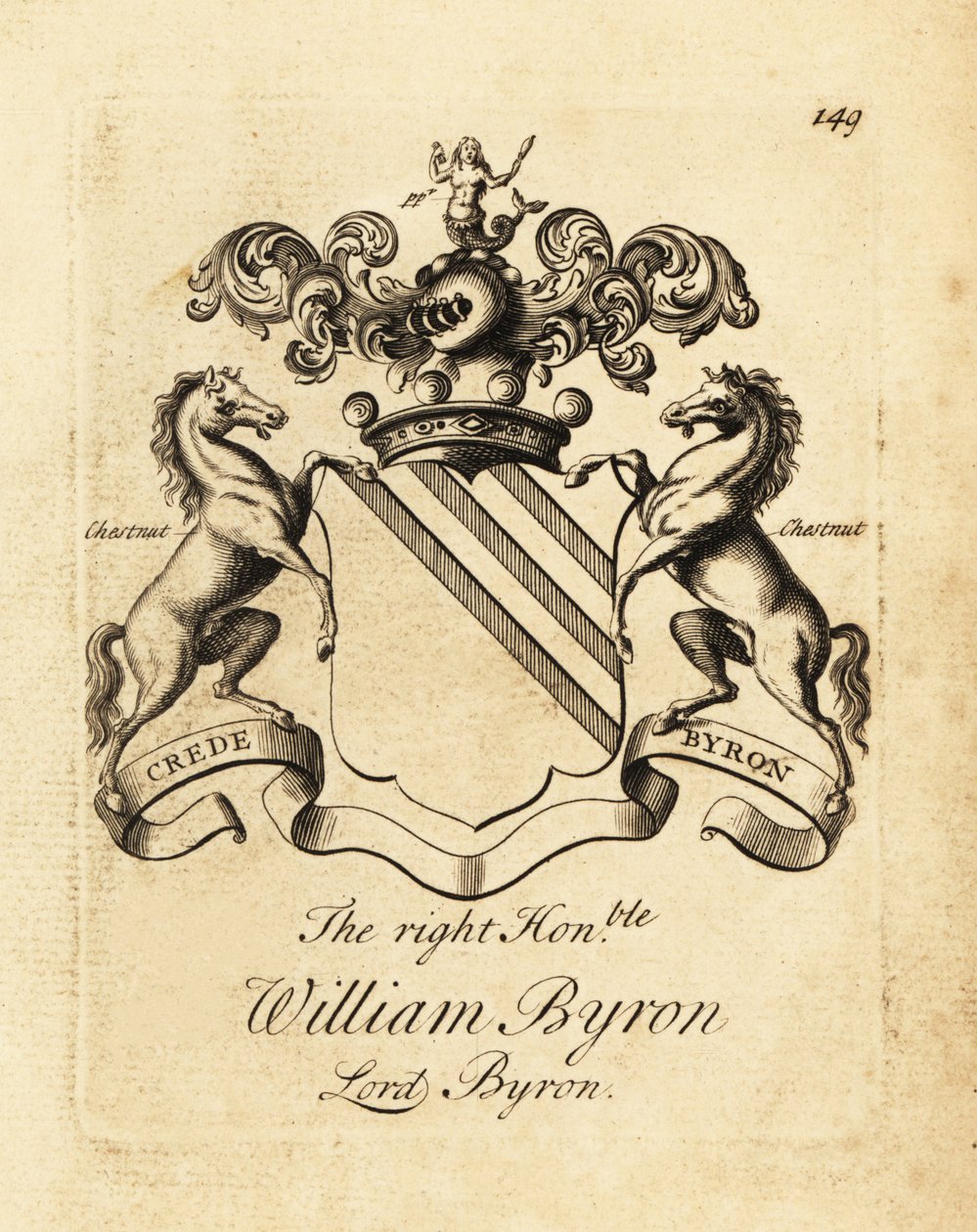 Vapensköld av högern ärade William Byron, Lord Byron, 4:e baron Byron (1670-1736) av Andrew Johnston