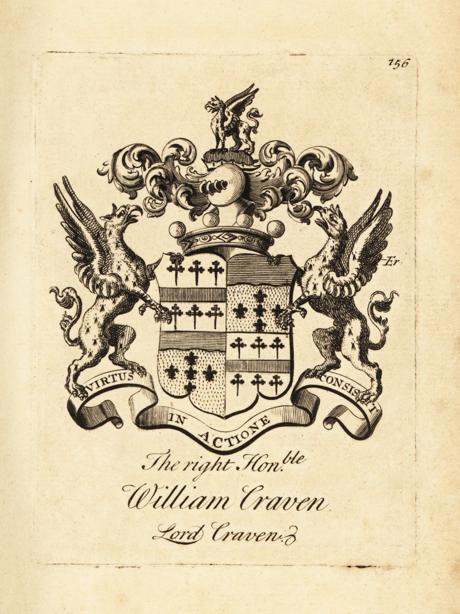 Vapensköld av den högra ärade William Craven, Lord Craven, 3:e baron Craven (1700-1739) av Andrew Johnston