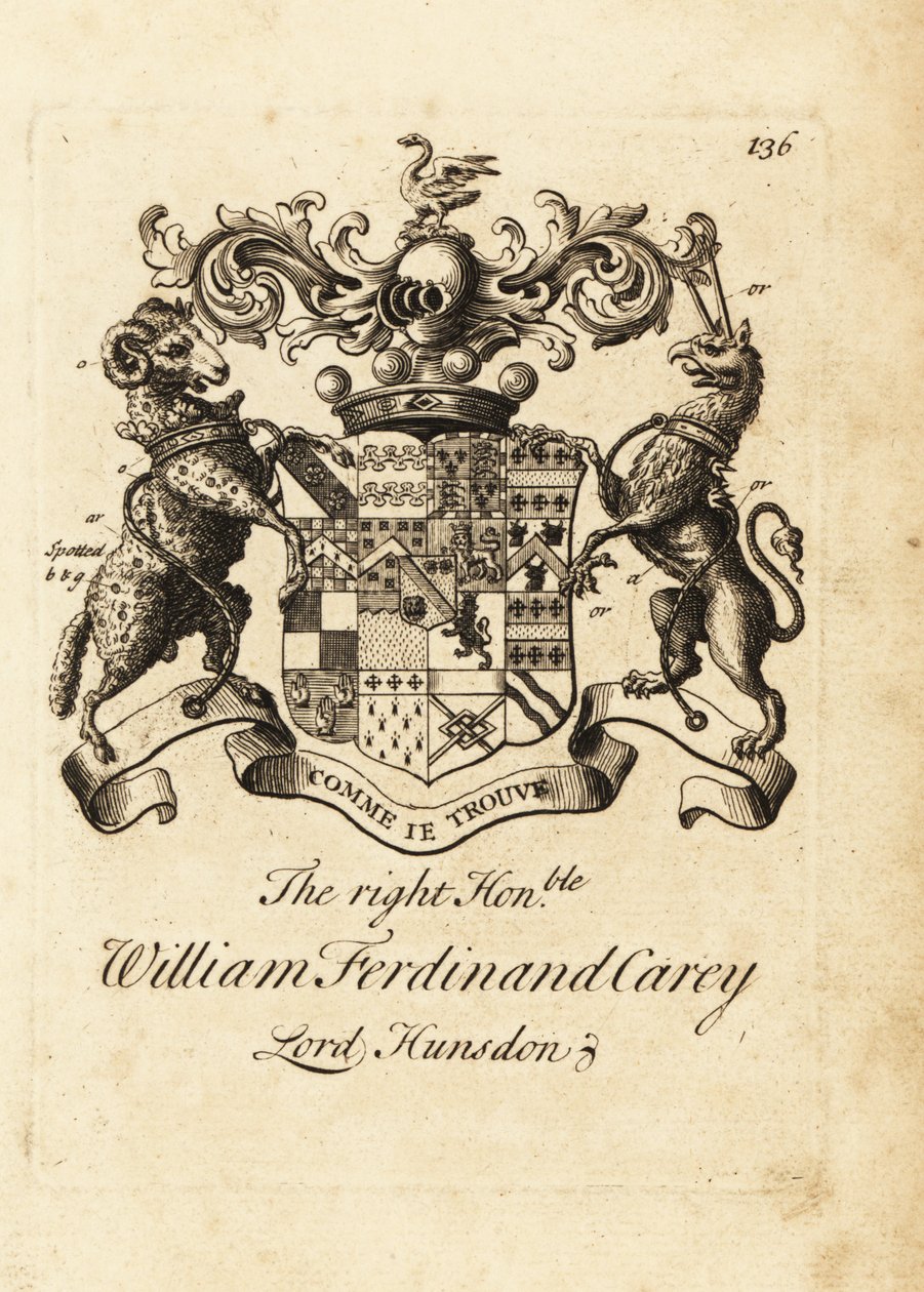 Högerns vapen, ärade William Ferdinand Carey, 8:e baron Hundsen, Lord Hunsdon av Andrew Johnston