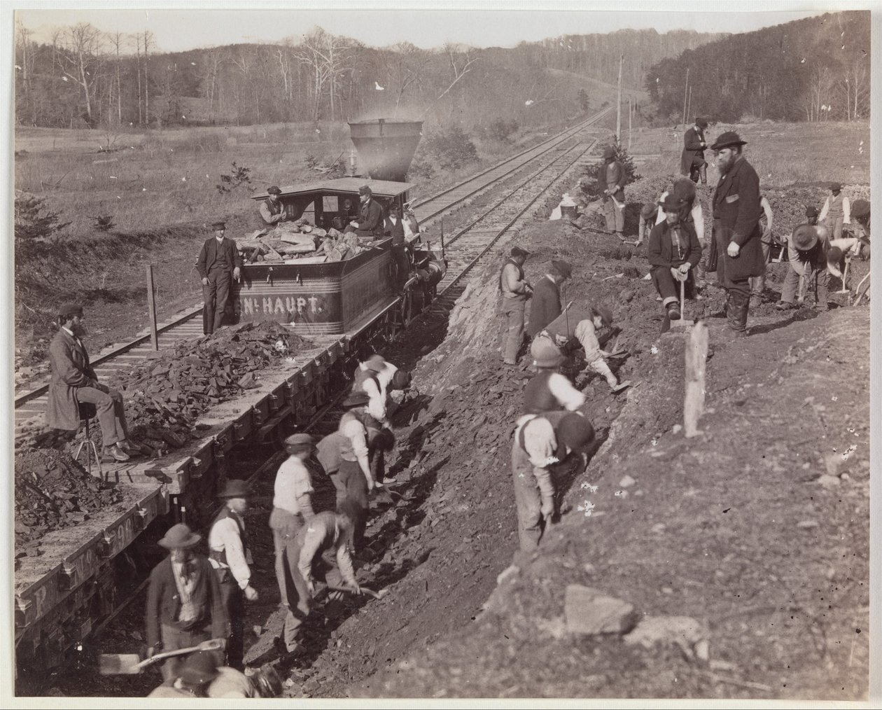 Schaktning för "Y" vid Devereaux Station, Orange & Alexandria Railroad av Andrew Joseph Russell