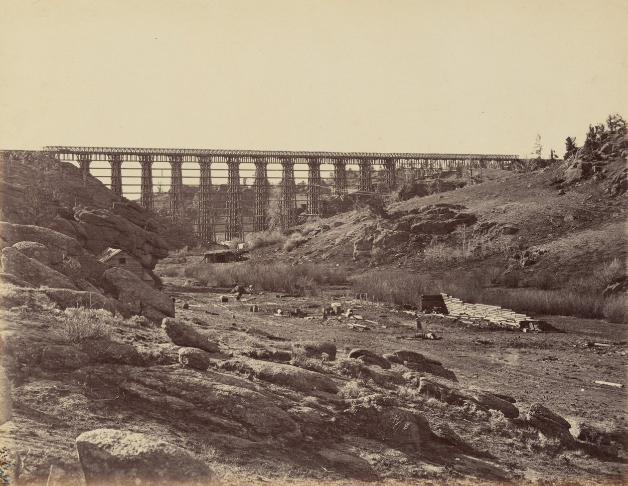Plåt 7. Dale Creek Bridge, allmän vy,1869 (foto) av Andrew Joseph Russell