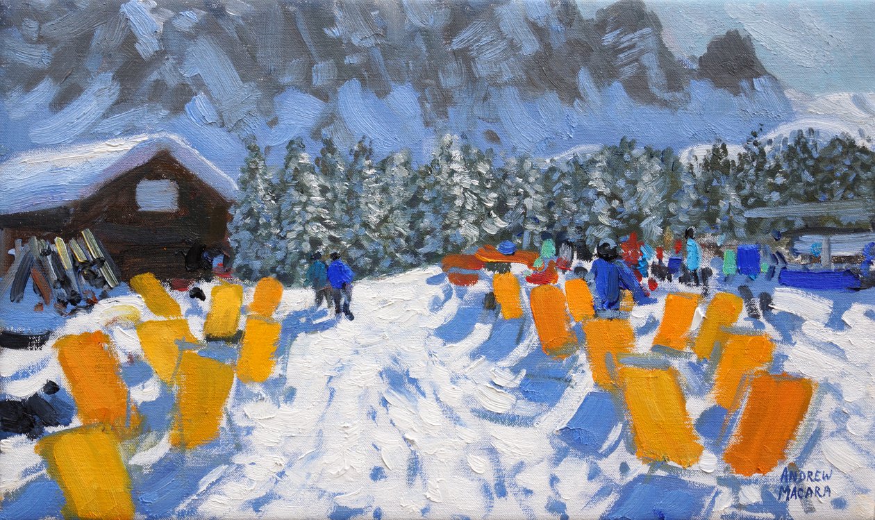 Café och solstolar, Selva Gardena, Italien 2016 av Andrew Macara