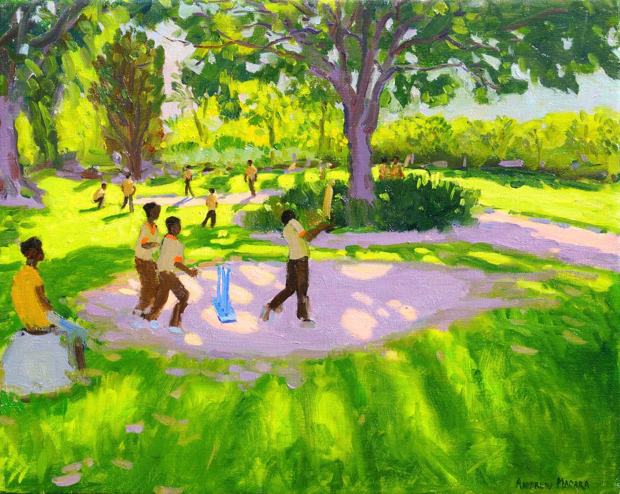 Cricketövningar, botaniska trädgårdar, Dominica, Grenadinerna, Västindien, av Andrew Macara