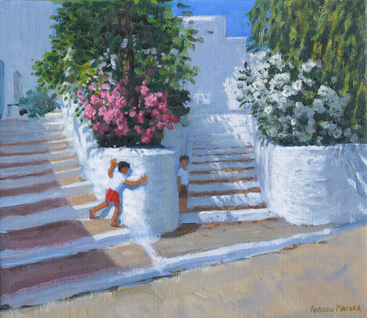 Hide and seek, Adamas, Milos, Grekland, 2023 (olja på duk) av Andrew Macara