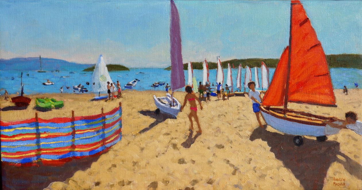 Trycker ut båten, Abersoch, 2016, av Andrew Macara