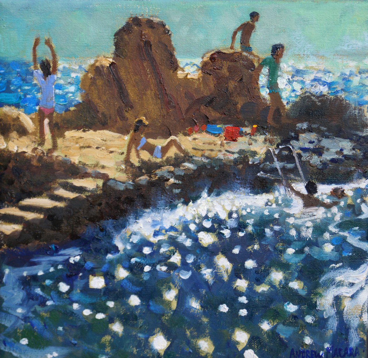 Sea glitter, Rovinj, 2016 (olja på duk) av Andrew Macara