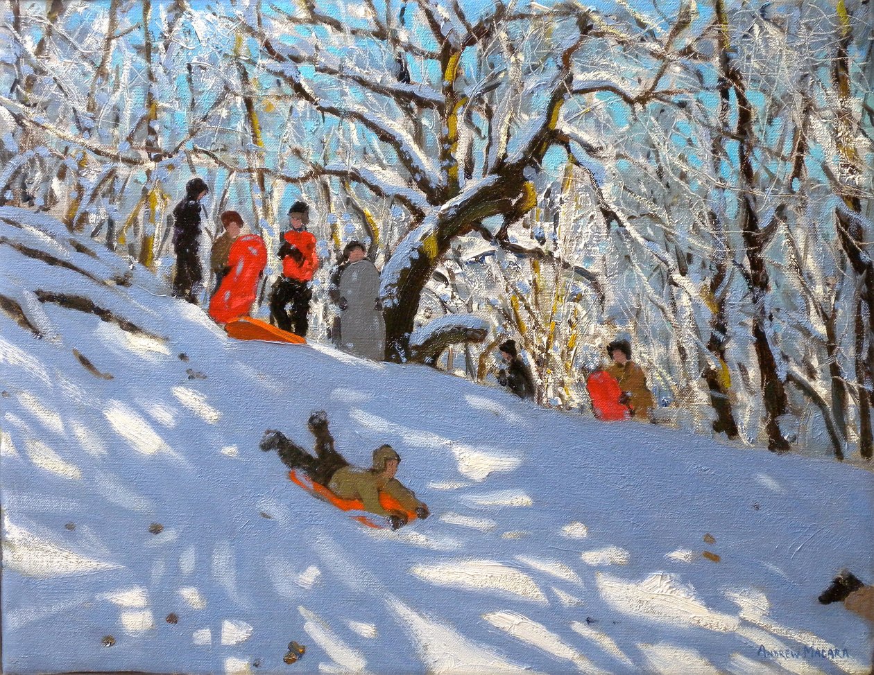 Sledging, 2010 (olja på duk) av Andrew Macara