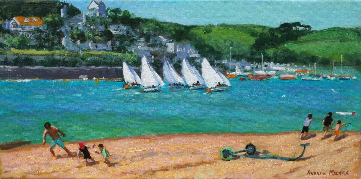 Summer Regatta, Salcombe, 2018 (olja på duk) av Andrew Macara