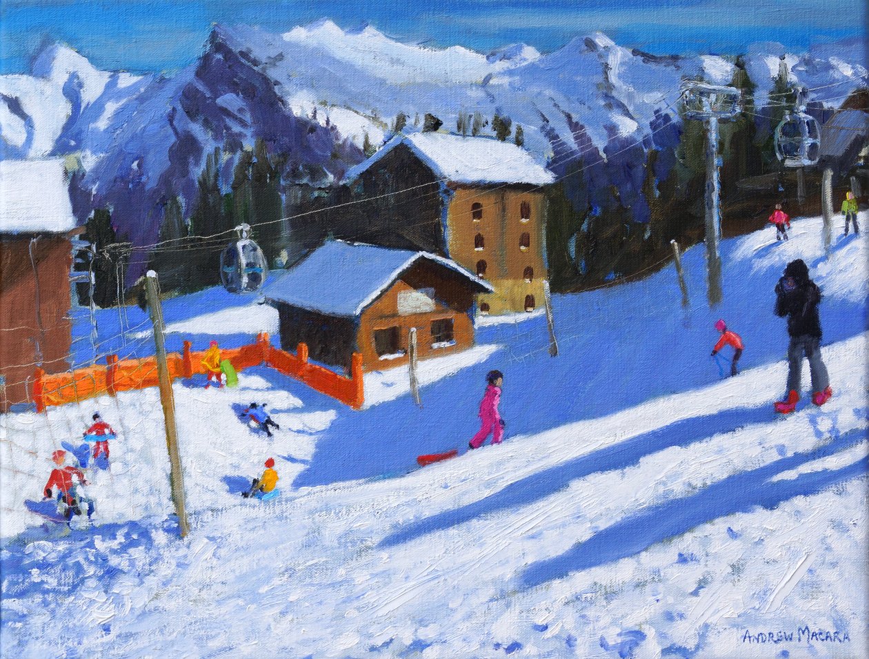 Ice Rink, Samoens, Frankrike, 2022 (olja på duk) av Andrew Macara
