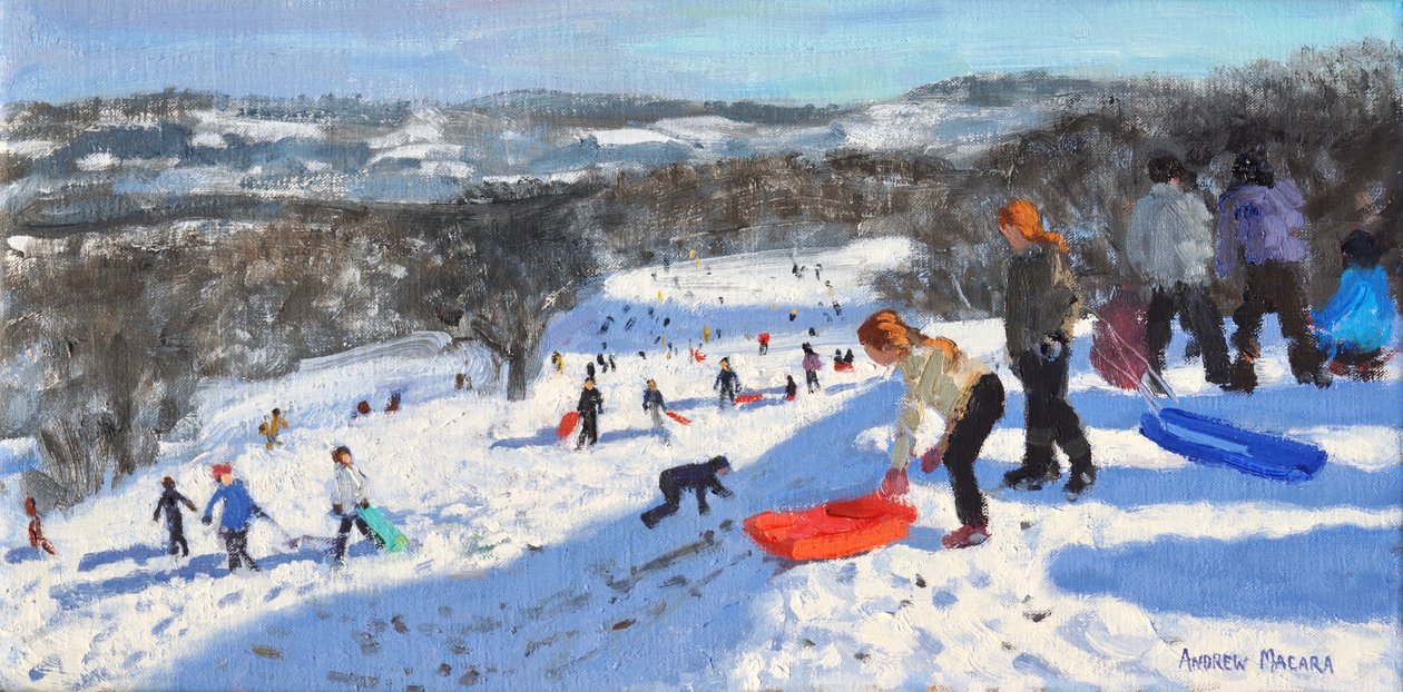 Den röda släden, Allestree Park, Derby, 2016, av Andrew Macara