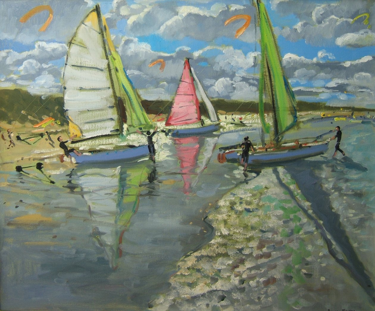 Tre segelbåtar, Bray Dunes, Frankrike av Andrew Macara