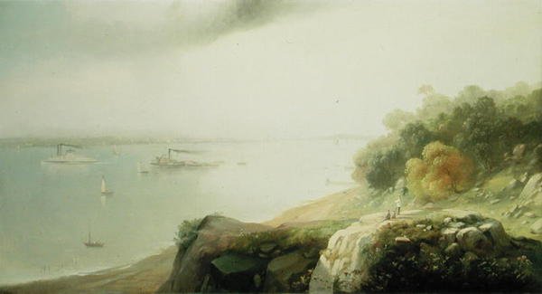 En utsikt över New York från Castle Point, Hoboken (olja på duk) av Andrew Melrose