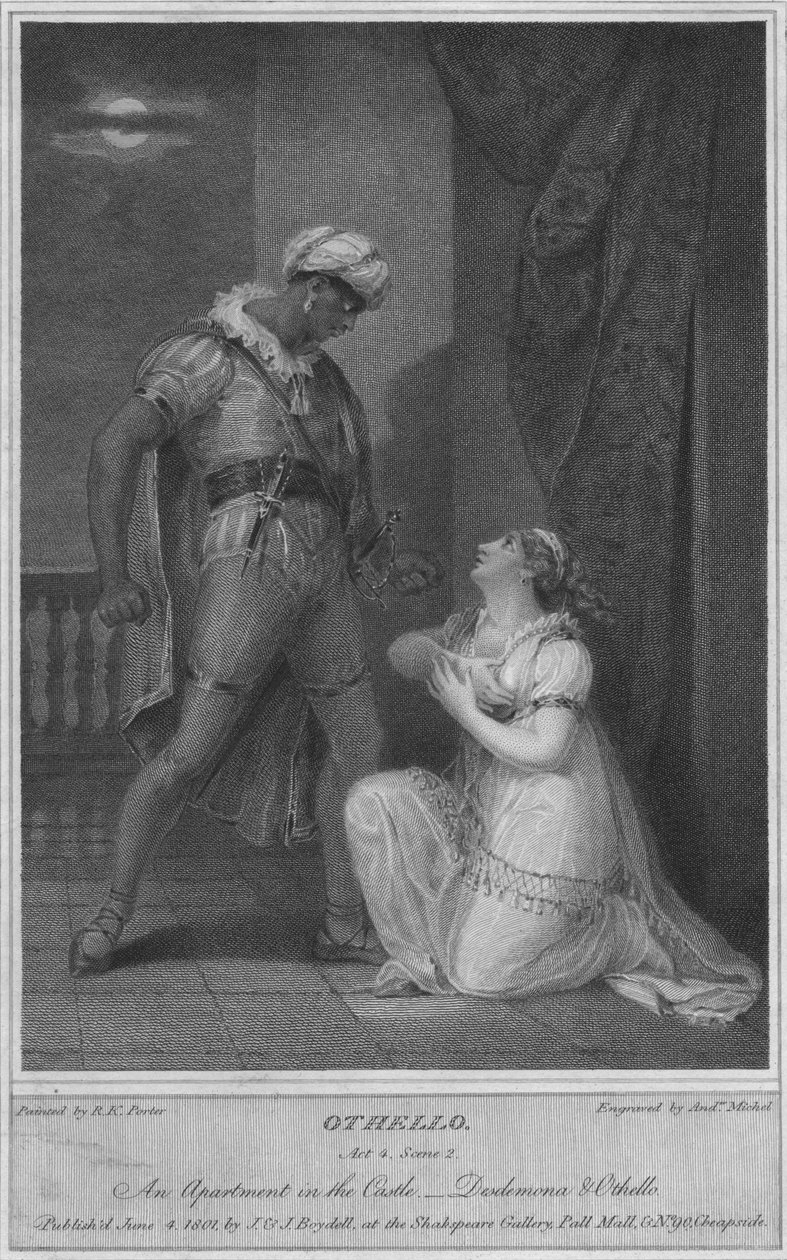 Othello. Akt 4. Scen 2. En lägenhet i slottet. Desdemona och Othello, 1801. av Andrew Michel