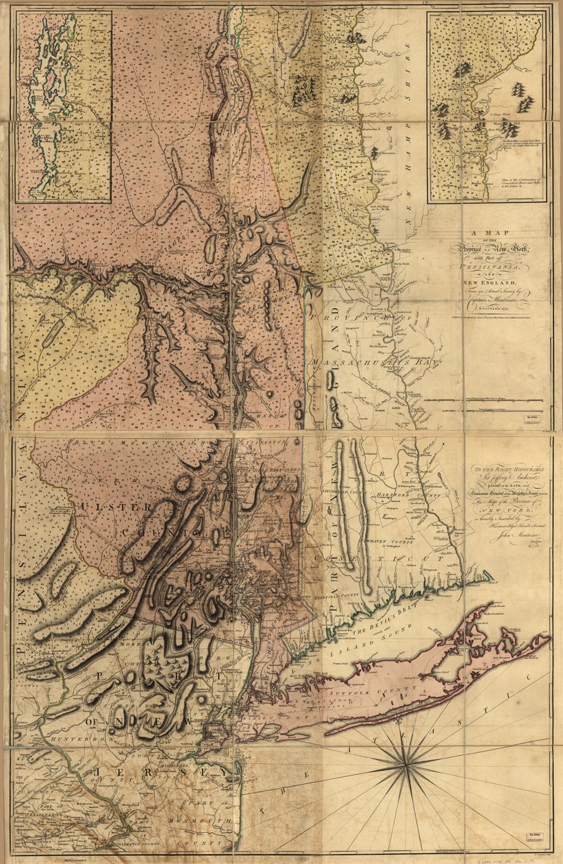 En karta över provinsen New York, med en del av Pensilvania, och New England, LOC 74692653 av Andrew Montrésor