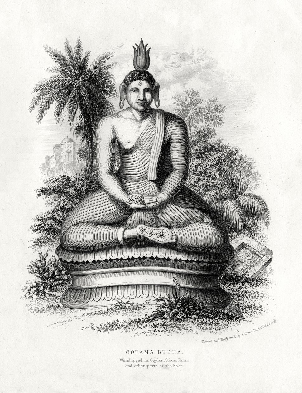 Cotoma Budha, dyrkad i Ceylon, Siam, Kina, 1800-talet av Andrew Thom