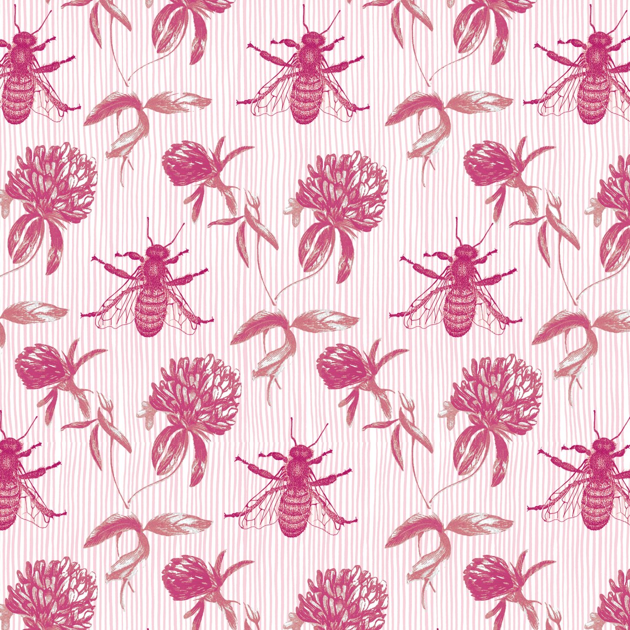 Clover and Honey Bee, 2017, bläck och digital av Andrew Watson
