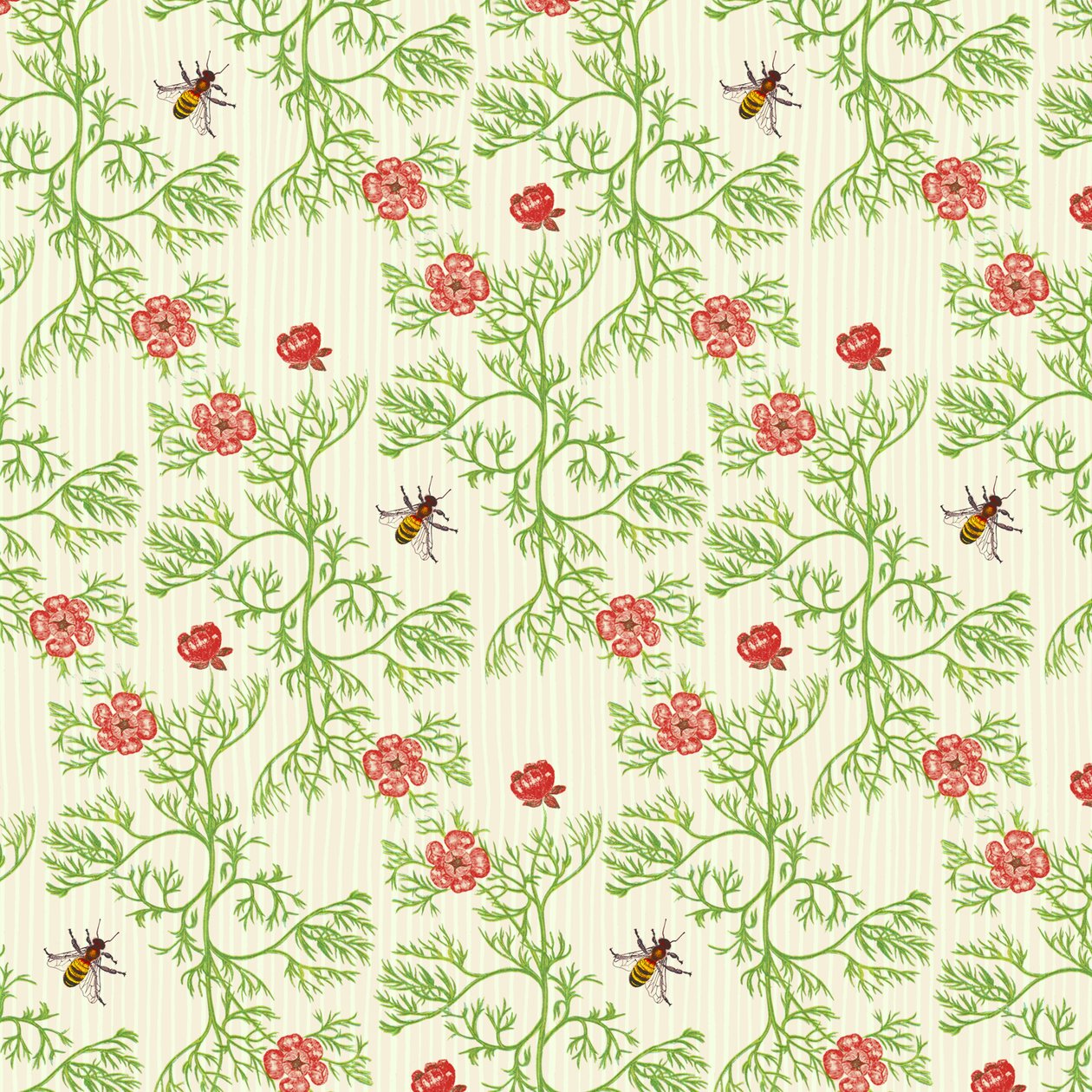 Honey Bee Floral, 2017 (bläckvattenfärg, digital) av Andrew Watson