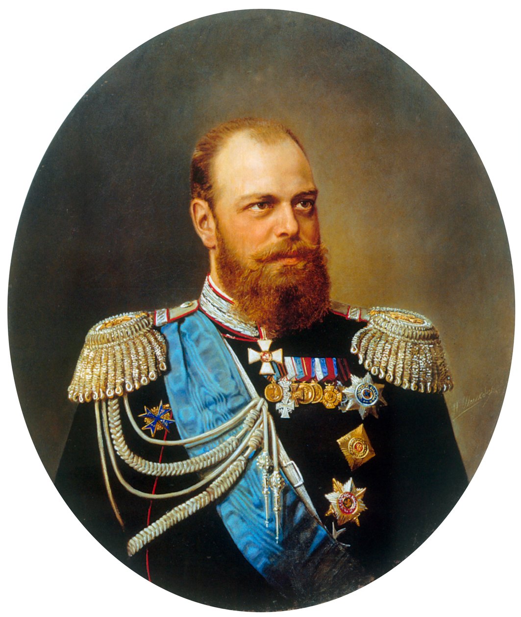 Porträtt av kejsaren Alexander III, 1845-1894, 1800-talet. av Andrey Nikolayevich Shilder