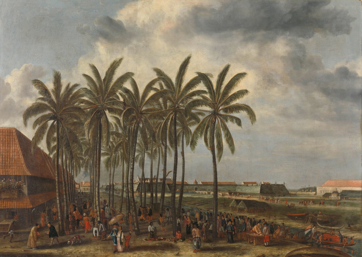 Slottet i Batavia Slottet i Batavia, sett från Kali Besar väster av Andries Beeckman