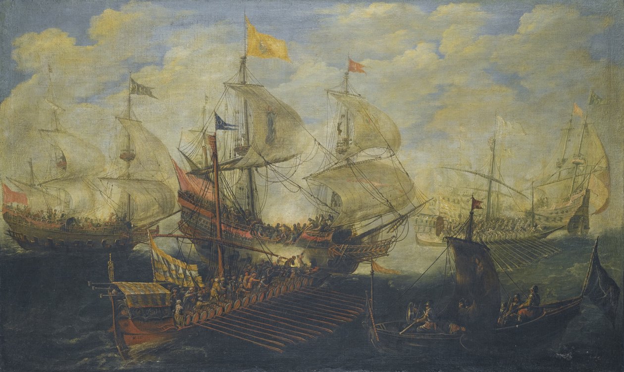 Slaget vid Lepanto den 7 oktober 1571 av Andries van Eertvelt