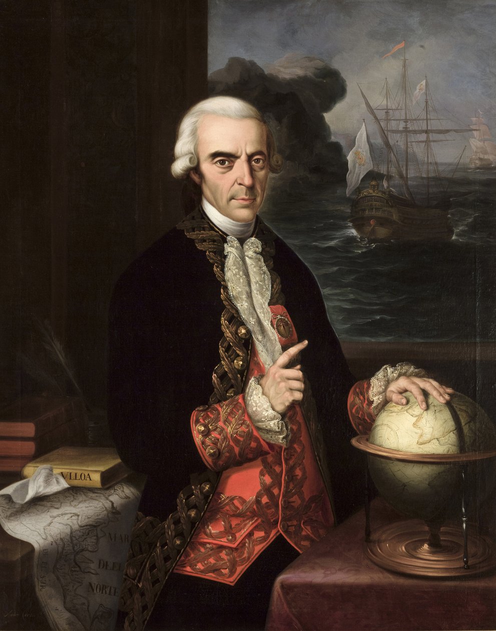 Romantik : Porträtt av Antonio de Ulloa (1716-1795) av Cortes y Aguilar, Andres (1812-1879), ca 1856. Olja på duk av Andrés Cortés y Aguilar