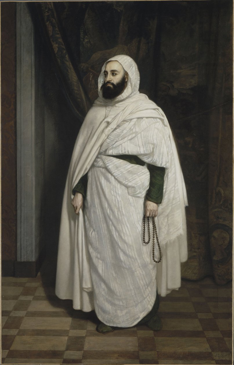 Porträtt av Abdelkader ibn Muhieddine 1808-1883, 1853. av Ange Tissier