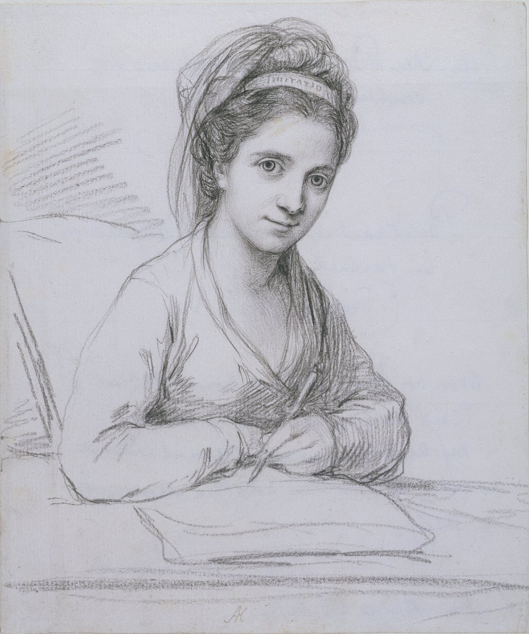 Självporträtt (grafit på bundet papper) av Angelica Kauffmann
