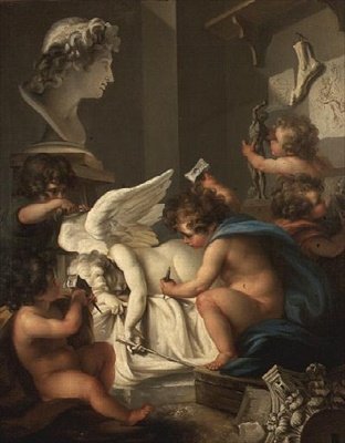 Skulptur (olja på duk) av Angelica (attr. to) Kauffmann