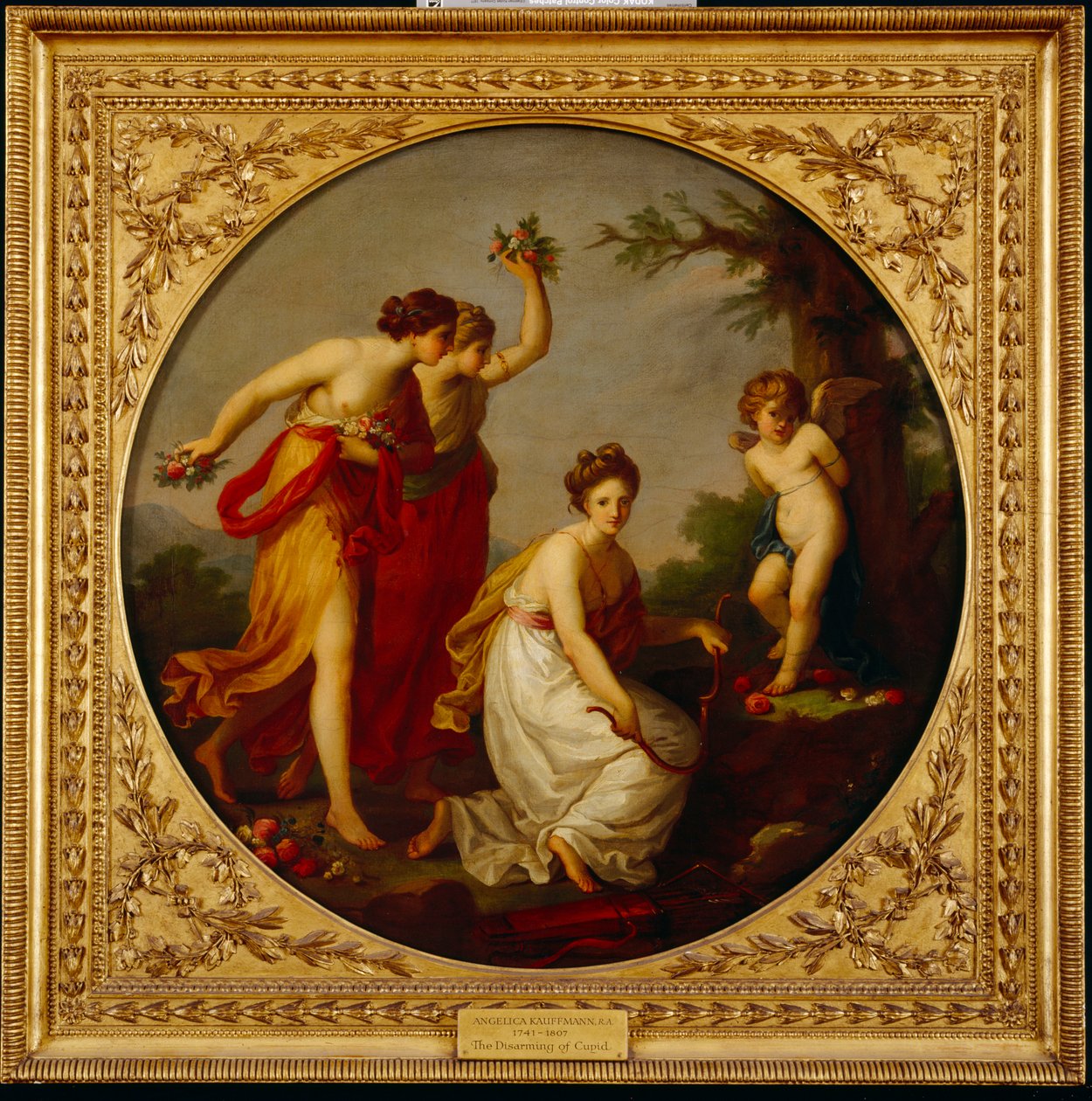 The Disarming of Cupid (olja på duk) av Angelica Kauffman