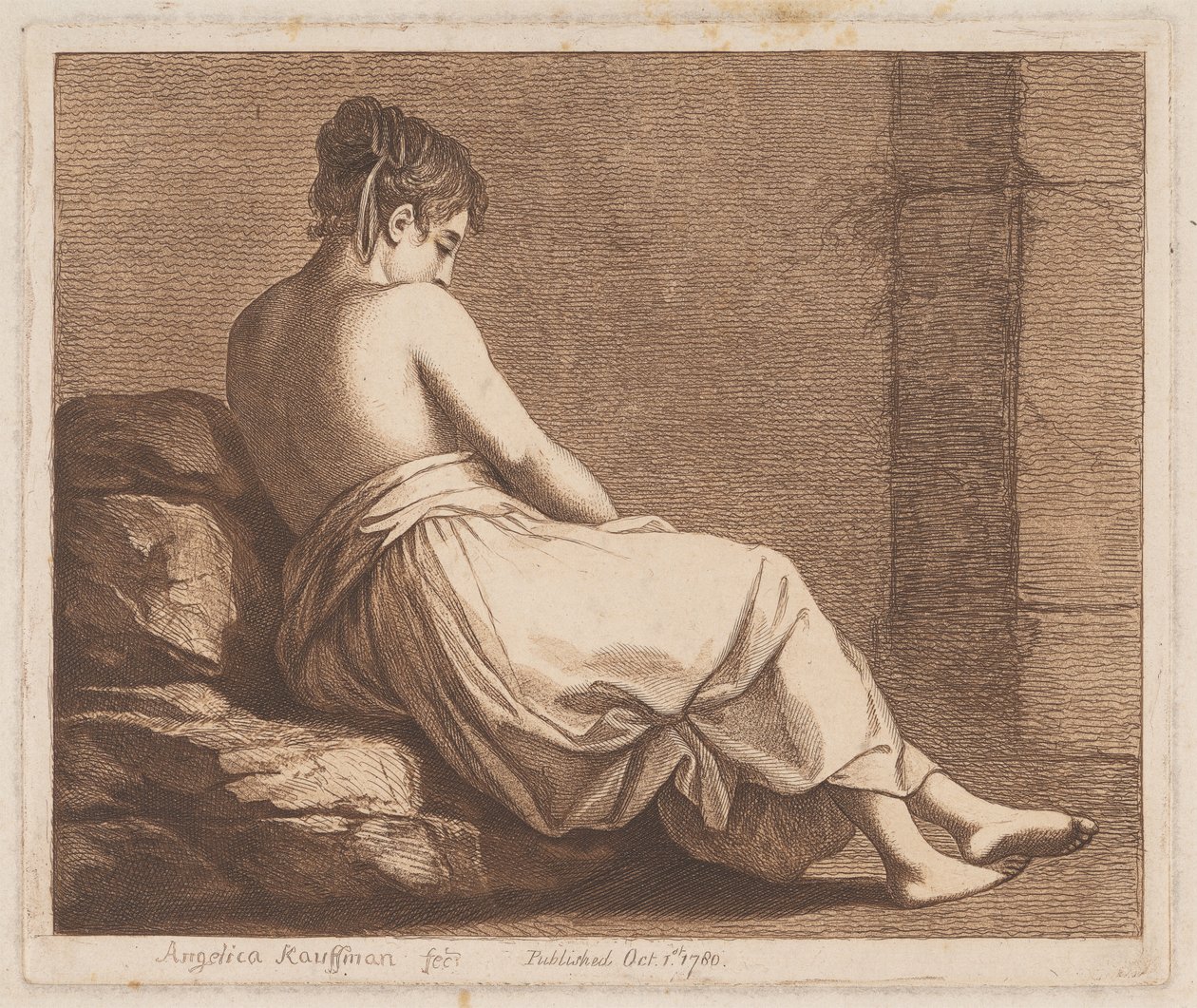 En kvinna sittande på stenar av Angelica Kauffmann