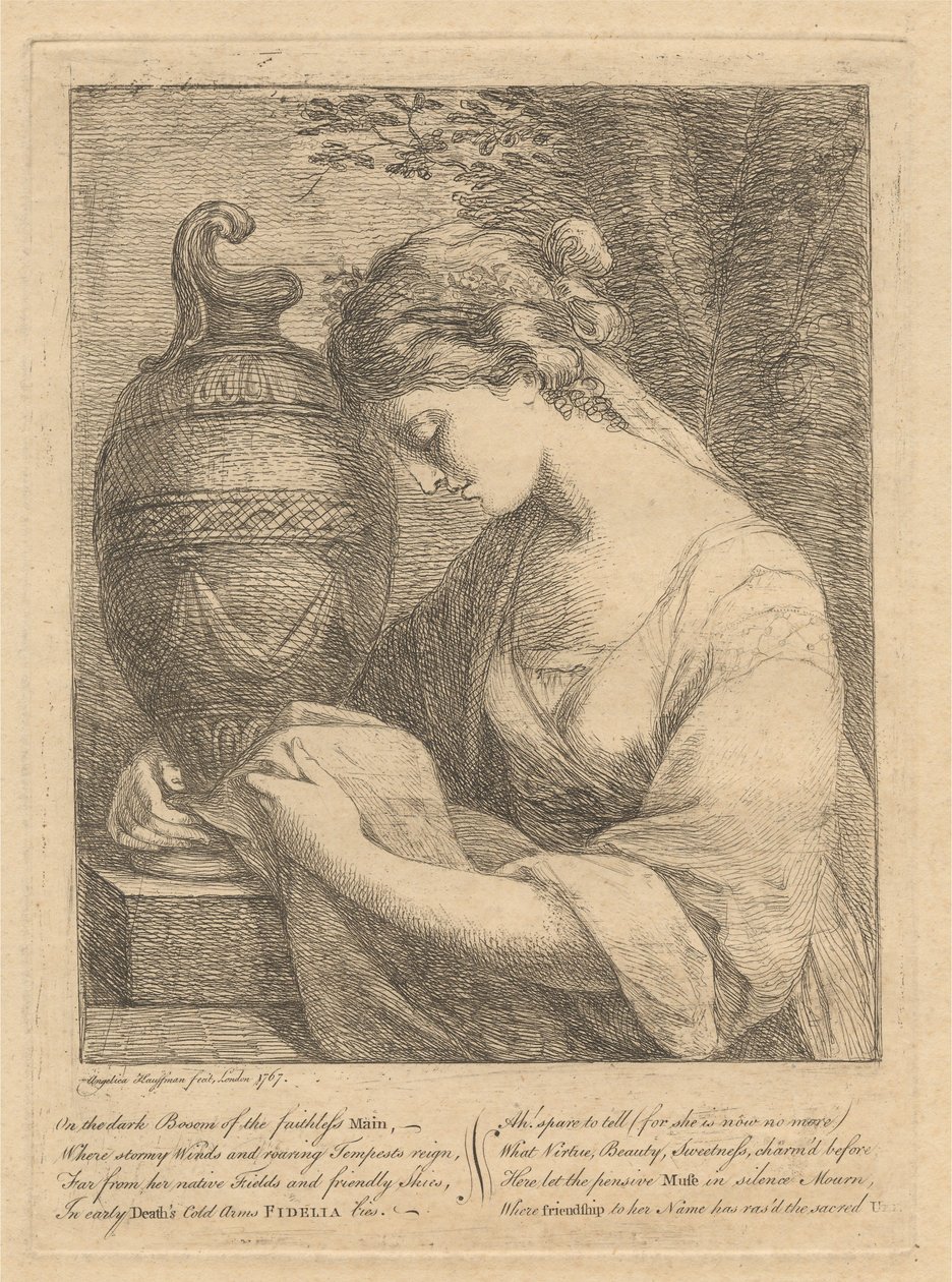En kvinna som gråter vid en urna av Angelica Kauffmann