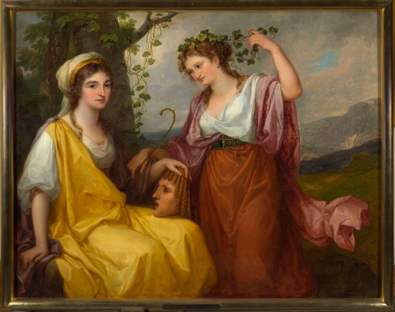 Domenica Morghen och Maddalena Volpato som tragedins och komediens musor av Angelica Kauffmann