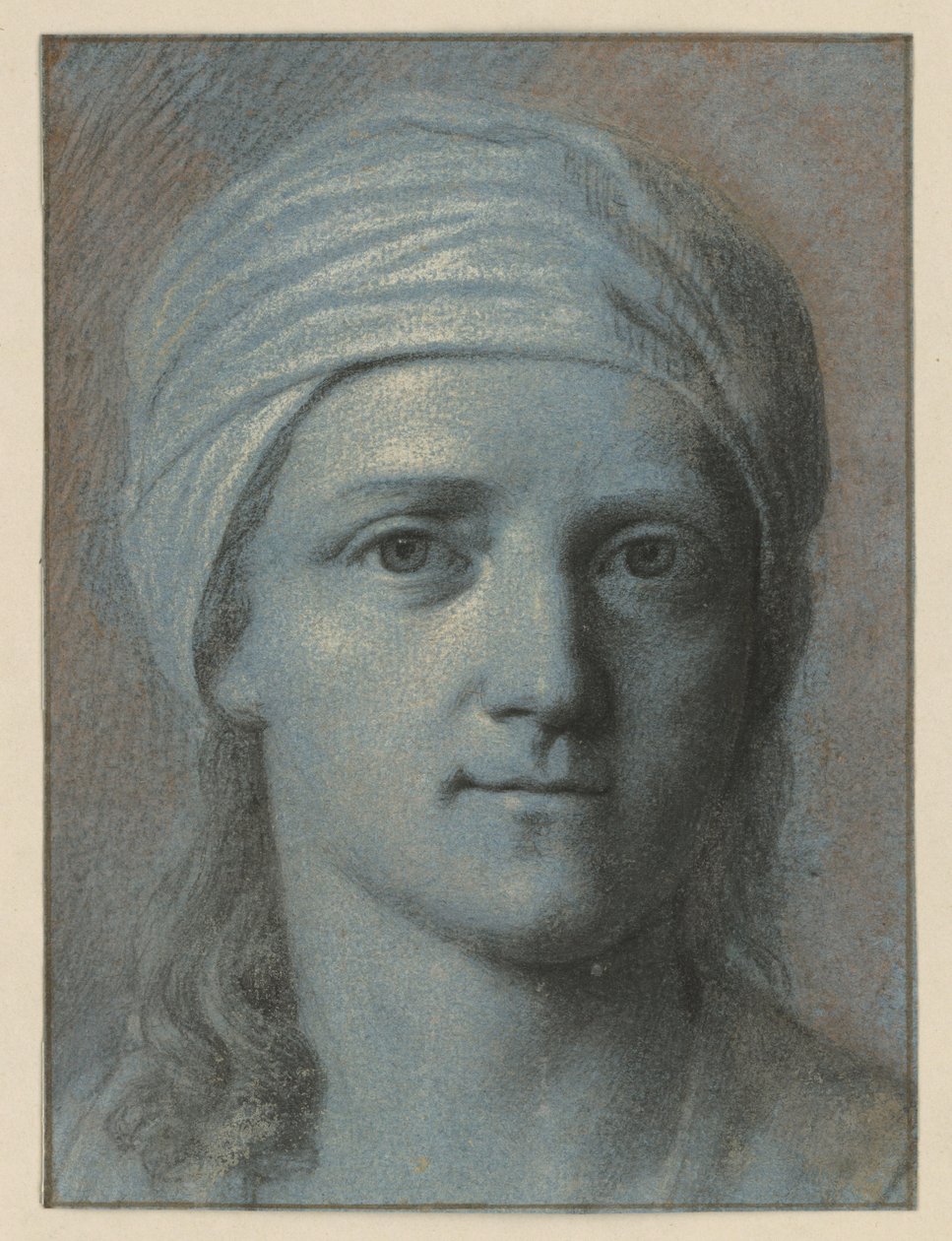Kvinnohuvud sett framifrån, med turban av Angelica Kauffmann