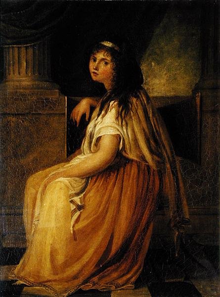 Lady Hamilton (ca 1765-1815) i kostym för sin "Greek Attitudes" (olja på duk) av Angelica Kauffmann