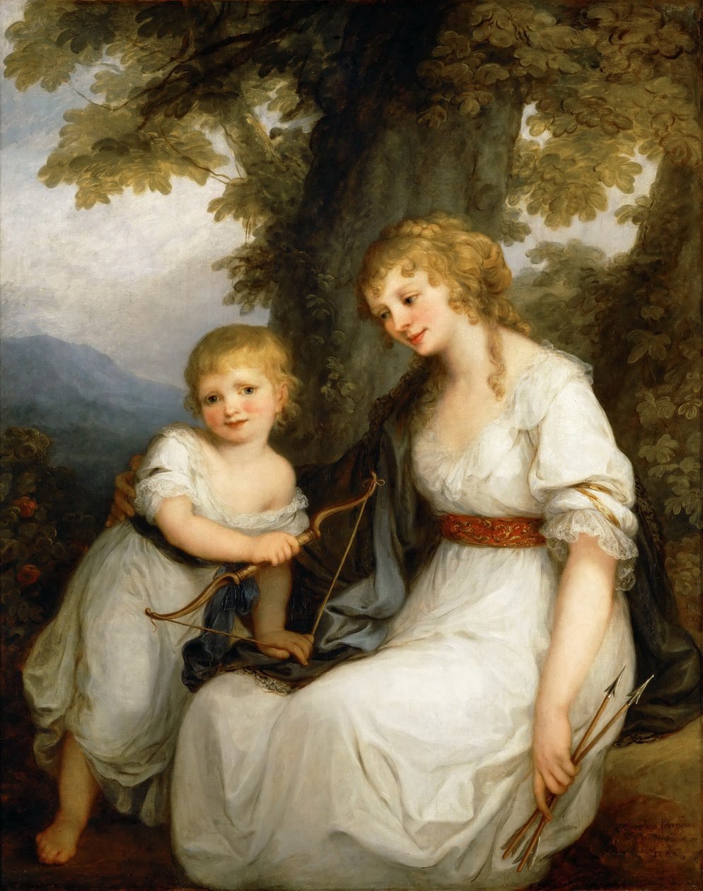 Porträtt av Barbara Juliane von Krüdener 1764-1824 med hennes son Paul av Angelica Kauffmann