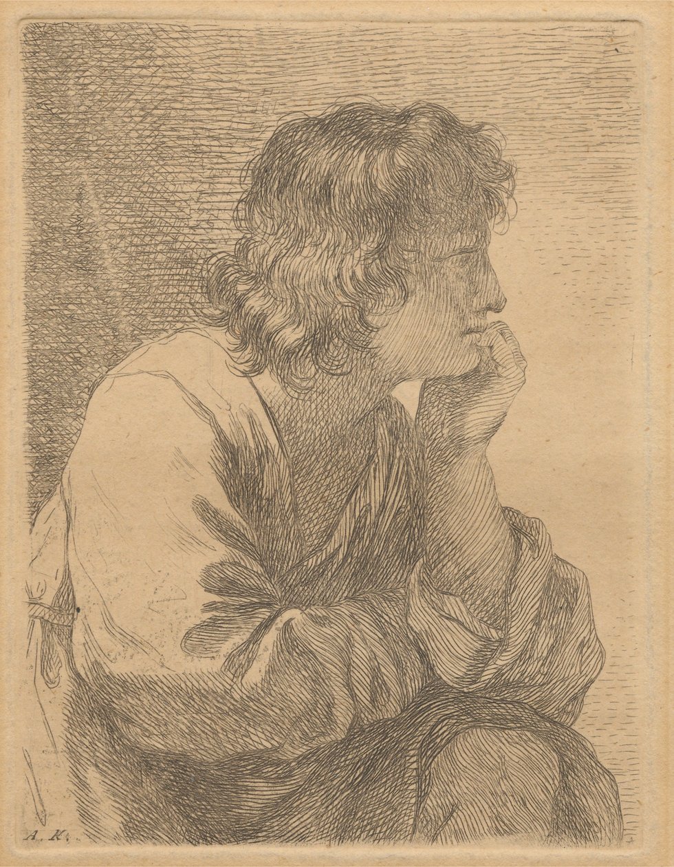 Porträtt av en ung man i meditation av Angelica Kauffmann