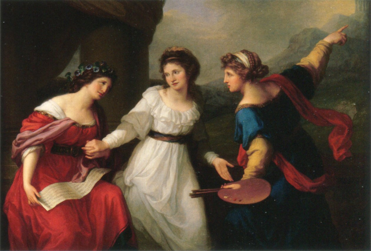 Självporträtt som tvekar mellan konstarterna musik och måleri av Angelica Kauffmann