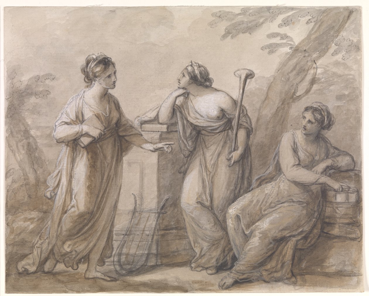 Tre muser i samtal av Angelica Kauffmann
