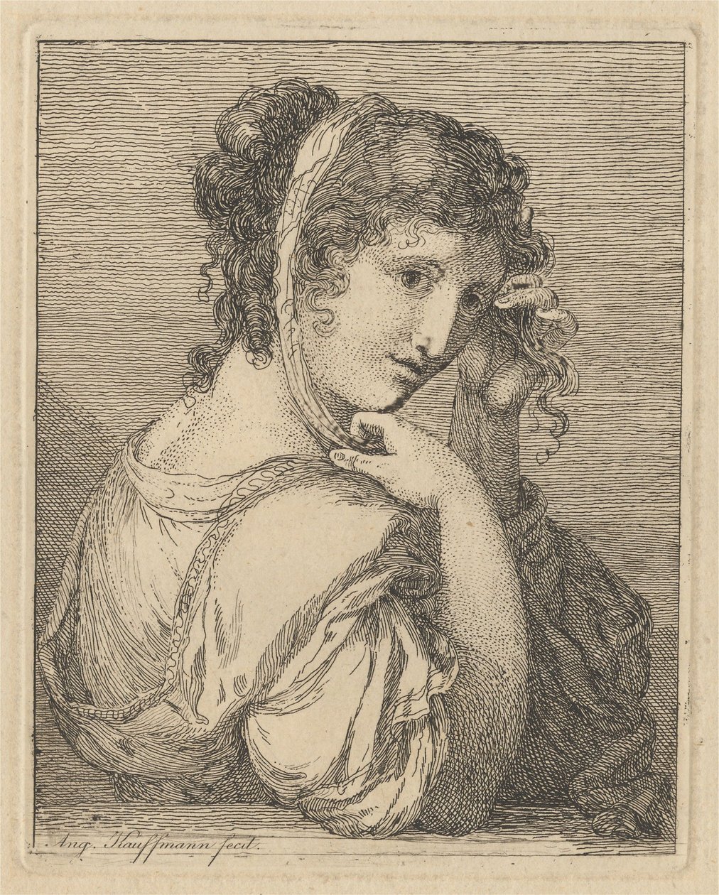 Kvinna som rättar till ett band i håret av Angelica Kauffmann