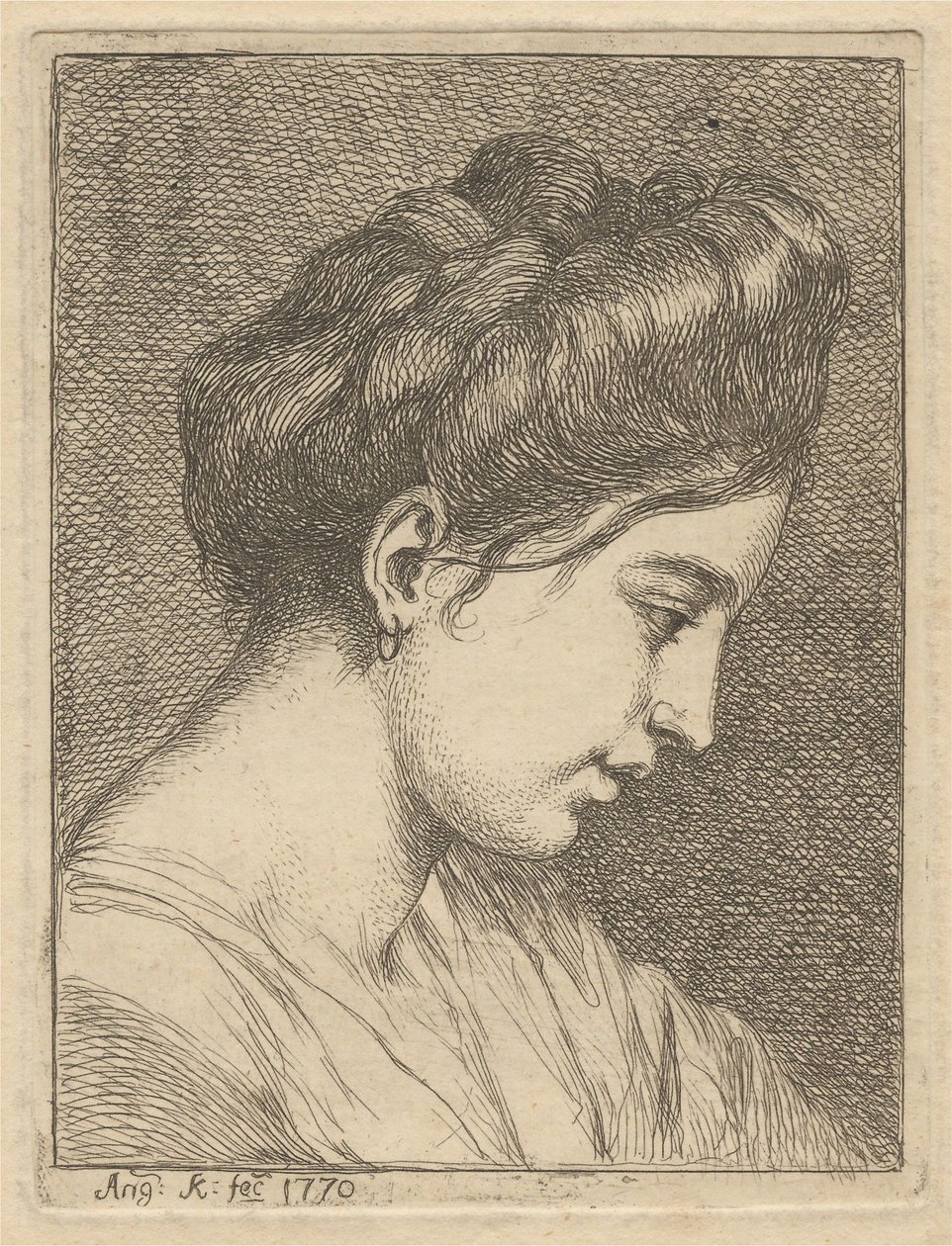 En ung kvinnas huvud i profil av Angelica Kauffmann