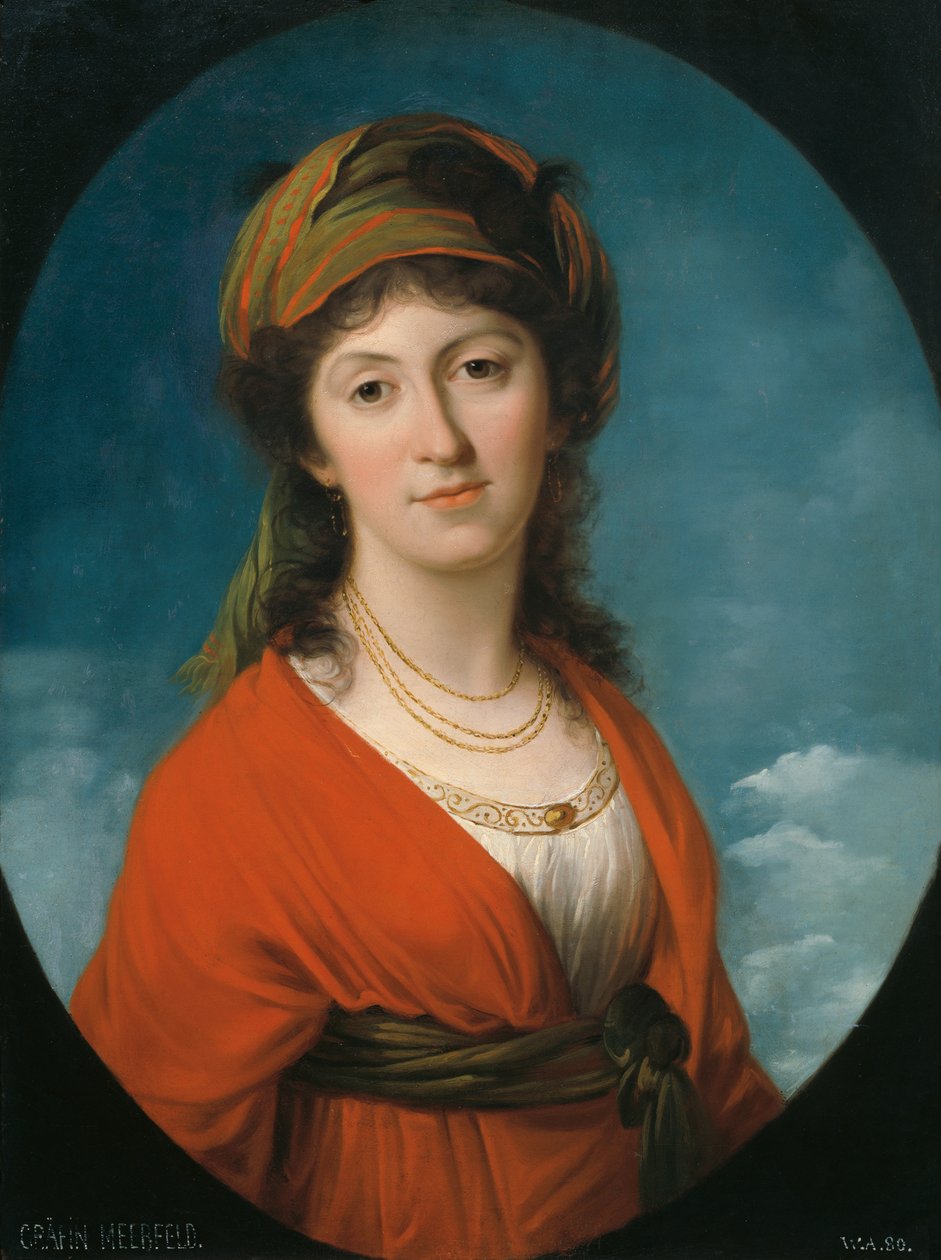 Porträtt av grevinnan Marie Therese Meerfeld, född Dietrichstein, ca. 1790. av Angelica Kauffmann