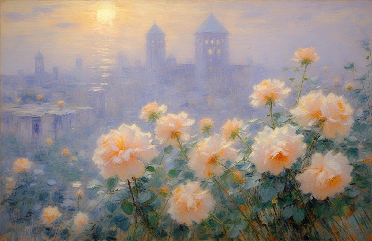 Florals 25, ca 2021 (olja på duk) av Angelita Hawke