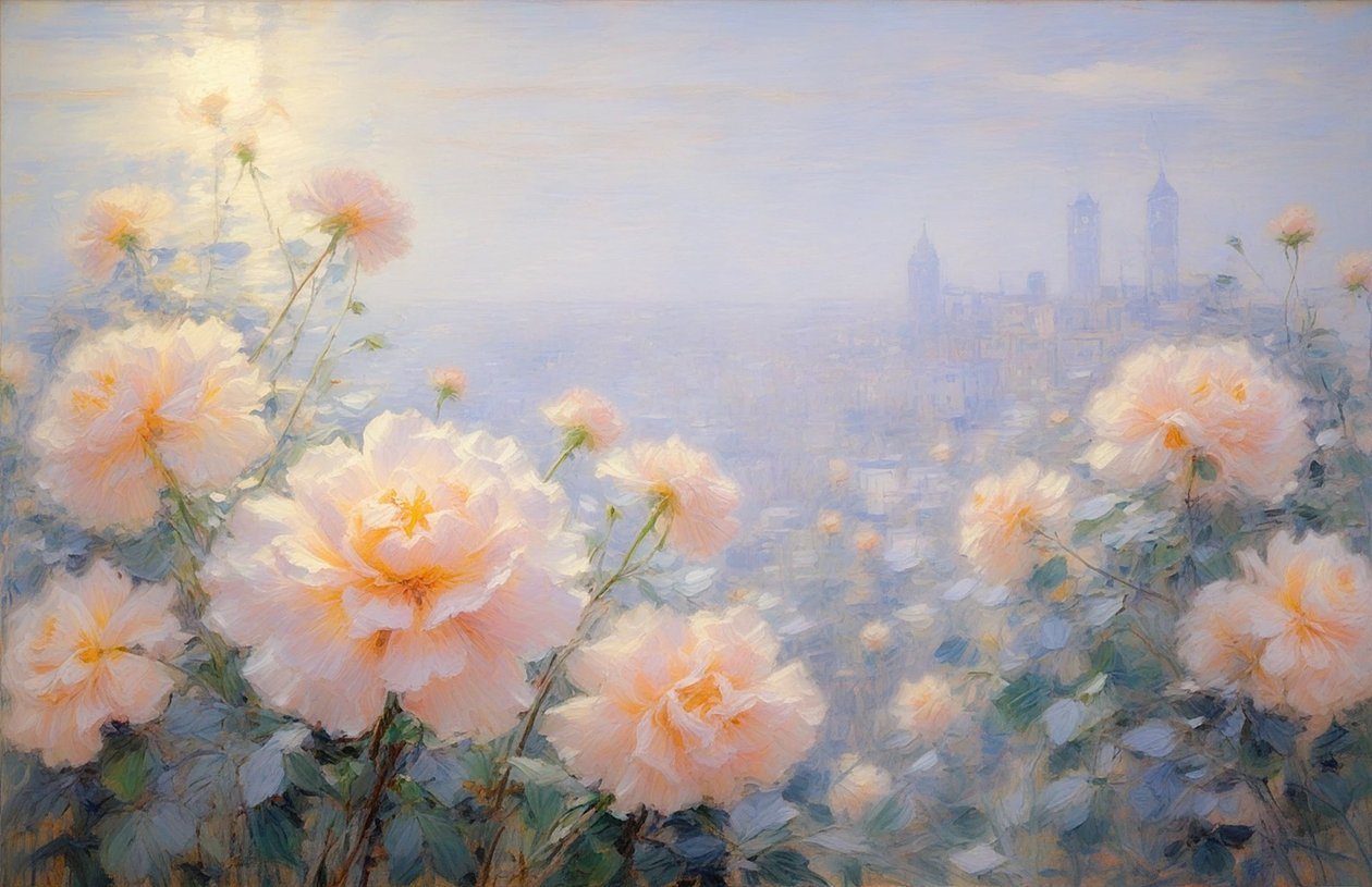 Florals 26, ca 2021 (olja på duk) av Angelita Hawke