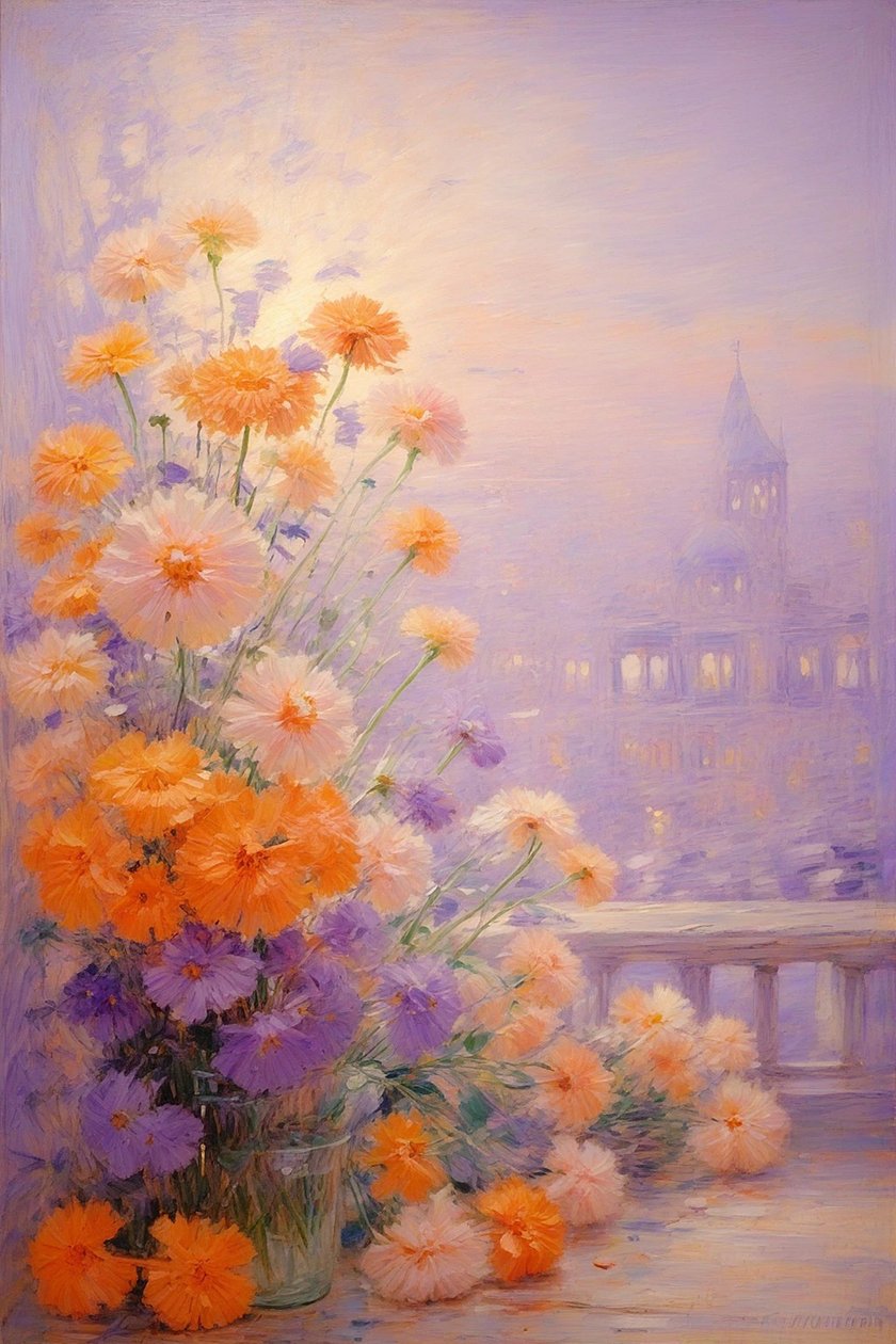 Florals 54, ca 2022 (olja på duk) av Angelita Hawke