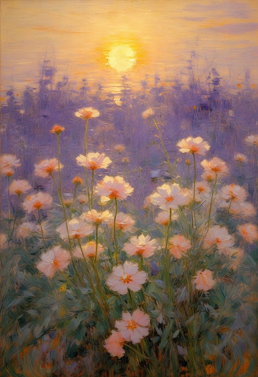 Florals 92, ca 2023 (olja på duk) av Angelita Hawke